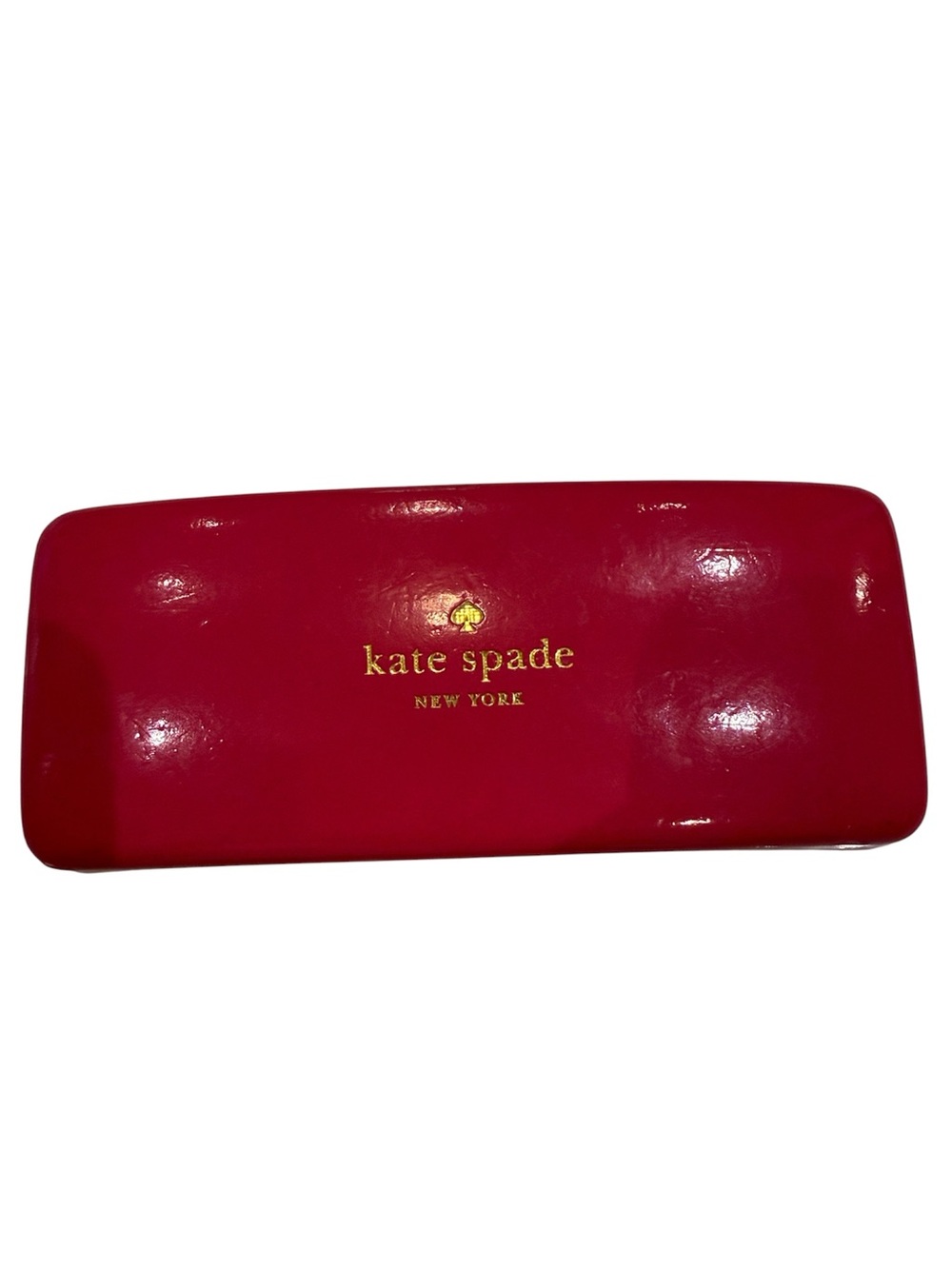 KATE SPADE glossy red hard-shell eyewear case with gold logo